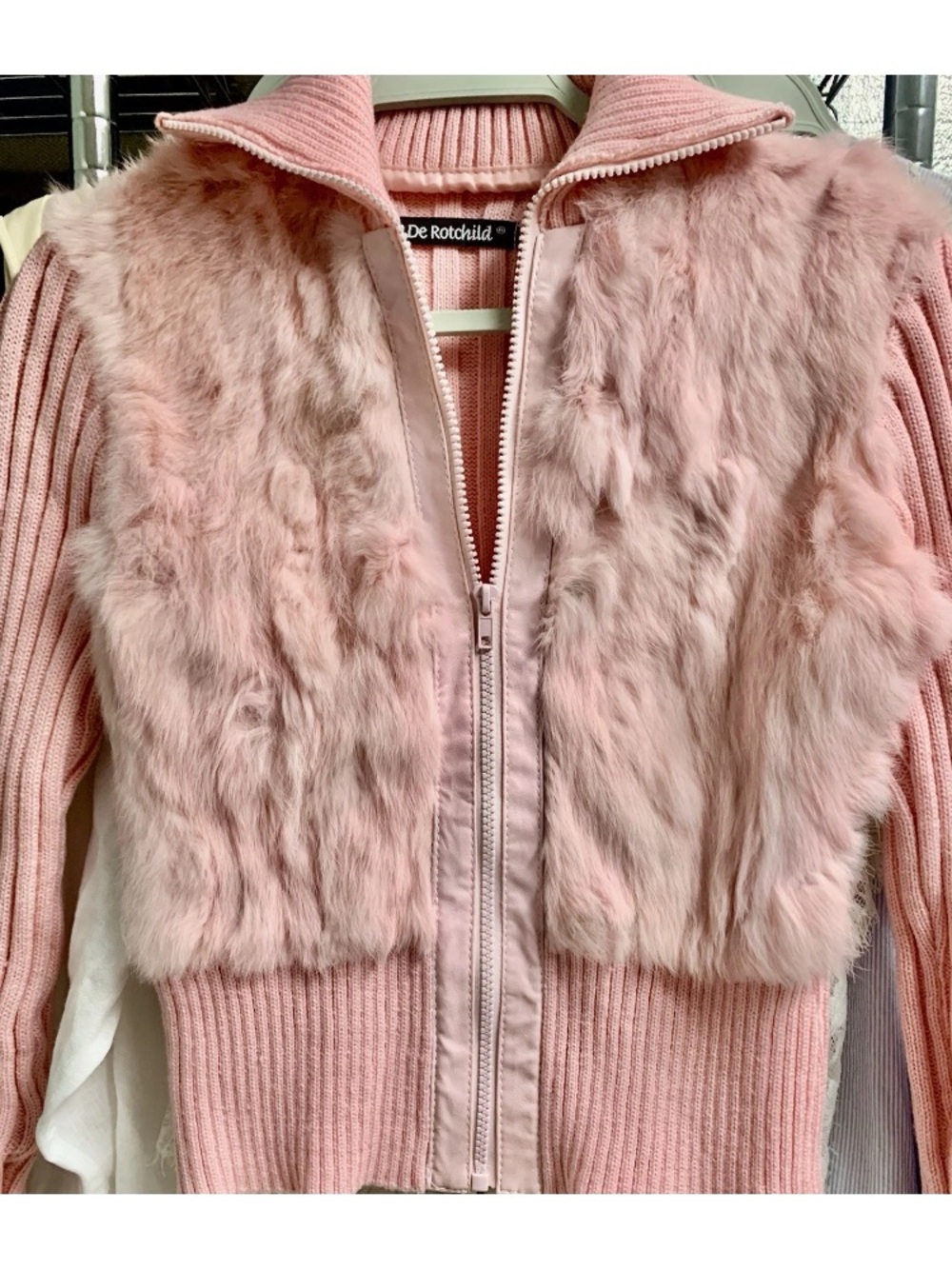 VTG De Rotchild Pink rabbit fur excellent condition size M. Y2K